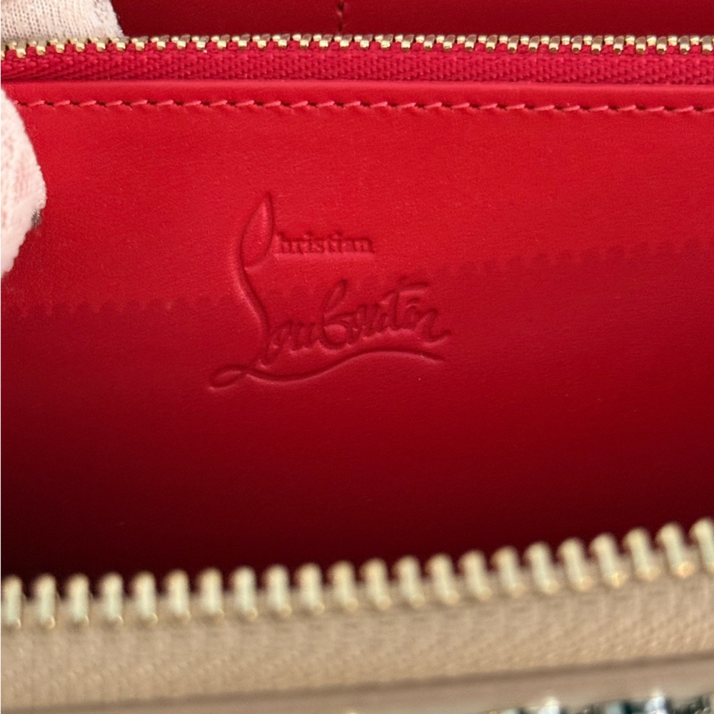 Christian Louboutin Panettone Multi Spike Nude Leather Wallet RARE ~ NWOT - Picture 6 of 13